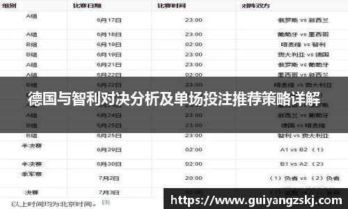 德国与智利对决分析及单场投注推荐策略详解